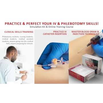 Apprentice Doctor IV & Phlebotomy Practice Kit with Online Training for Nurses & Phlebotomists. Practice & Perfect Venepuncture Skills Before Working on Real People (Updated Venipuncture Kit)
