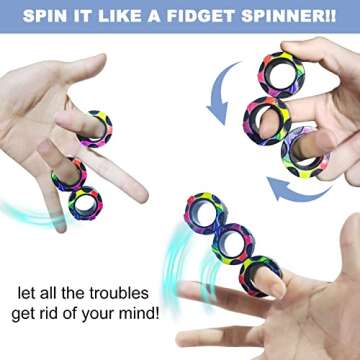 AHEYE 9Pcs Magnetic Rings Fidget Toy Set,Idea ADHD Fidget Toys, Cool Fidget Spinners for ADHD Anxiety Relief Therapy, Decompression Finger Magnetic Toys