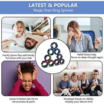 AHEYE 9Pcs Magnetic Rings Fidget Toy Set,Idea ADHD Fidget Toys, Cool Fidget Spinners for ADHD Anxiety Relief Therapy, Decompression Finger Magnetic Toys