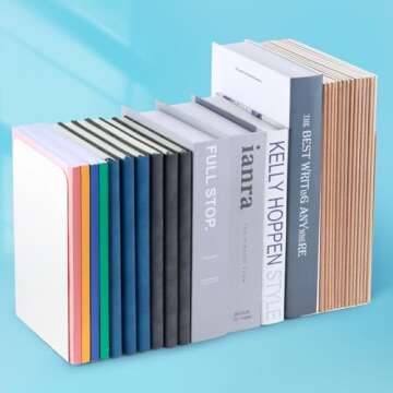 M&G Book Ends, Bookends, Large Metal Book Ends for Shelves 1 Pair, L-Type Book Stand for Heavy Books...