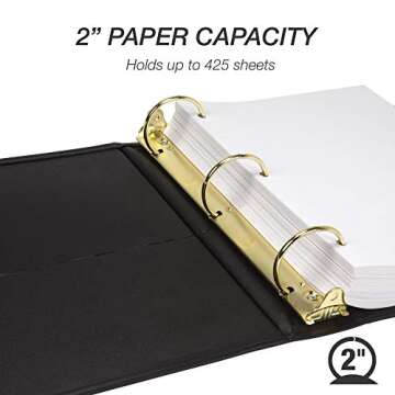 Samsill Classic Executive Presentation 3 Ring Binder, Black, Holds 425 Sheets