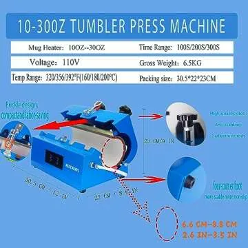 Tumbler Heat Press，Tumbler Press Machine 20 and 30 oz，Tumbler Heat Press Machine 110V，Tumbler Press for 10oz-17oz,20oz- 32oz，Display is not Fragile，Easiest Operation，Unique DIY Gifts for Anniversary