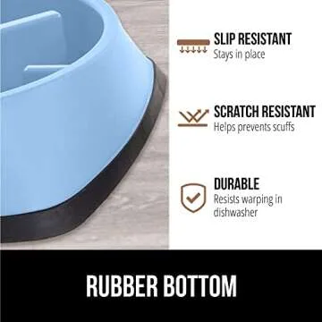 GORILLA GRIP Slow Feeder Dog and Cat Bowls, Interactive Puzzle Toy for Dogs and Cats Food Training, Keeps Pets Busy and Prevents Puppy Overeating, Large, Small Breeds, 100% BPA Free, 2 Cup Light Blue