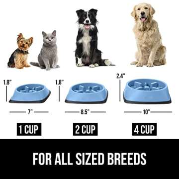 GORILLA GRIP Slow Feeder Dog and Cat Bowls, Interactive Puzzle Toy for Dogs and Cats Food Training, Keeps Pets Busy and Prevents Puppy Overeating, Large, Small Breeds, 100% BPA Free, 2 Cup Light Blue