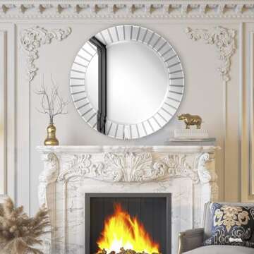 EyeArtHouse Circular Decorative Wall Mounted Mirror for Living Room - 32-Inch Round Wall Mirror, Original Art Style Design for Bathroom, Entryways and Bedroom