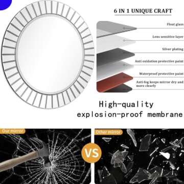 EyeArtHouse Circular Decorative Wall Mounted Mirror for Living Room - 32-Inch Round Wall Mirror, Original Art Style Design for Bathroom, Entryways and Bedroom