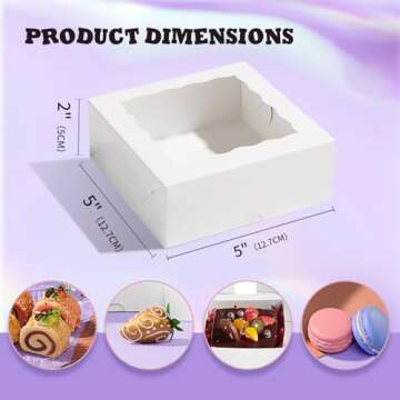 JCXGRVC 100PCS Elegant 5x5x2 Inch Cookies Bakery Boxes with Window