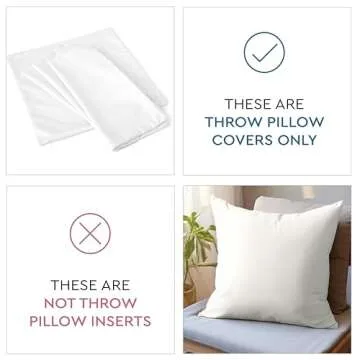 Encasa XO Throw Pillow Covers 20x20 in Set of 2 Ice Blue | No Inserts | Cotton Pillow Covers for Liv...