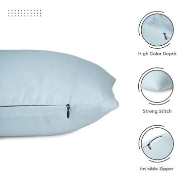 Encasa XO Throw Pillow Covers 20x20 in Set of 2 Ice Blue | No Inserts | Cotton Pillow Covers for Living Room, Bed, Sofa, Couch | Decorative Cushion Covers with Improved Zippers