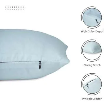 Encasa XO Throw Pillow Covers 20x20 in Set of 2 Ice Blue | No Inserts | Cotton Pillow Covers for Living Room, Bed, Sofa, Couch | Decorative Cushion Covers with Improved Zippers