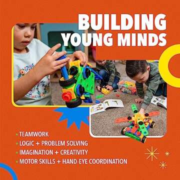 ETI Toys STEM Learning Original Educational Construction Engineering Building Blocks Set for 3, 4 an...