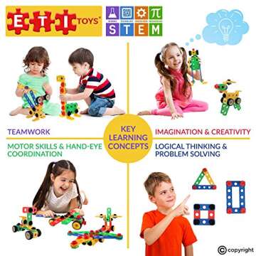ETI Toys STEM Learning Original Educational Construction Engineering Building Blocks Set for 3, 4 and 5+ Year Old Boys & Girls | Creative Fun Building Toys for Kids Kit, STEM Toys Gift (101 PCS)