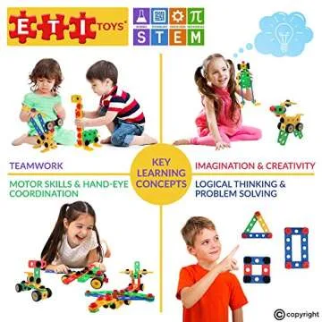 ETI Toys STEM Learning Original Educational Construction Engineering Building Blocks Set for 3, 4 and 5+ Year Old Boys & Girls | Creative Fun Building Toys for Kids Kit, STEM Toys Gift (101 PCS)