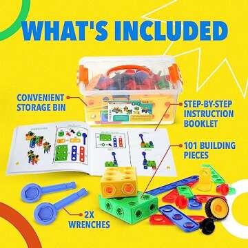 ETI Toys STEM Learning Original Educational Construction Engineering Building Blocks Set for 3, 4 and 5+ Year Old Boys & Girls | Creative Fun Building Toys for Kids Kit, STEM Toys Gift (101 PCS)