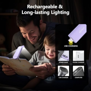 VAVOFO Rechargeable Book Light, Eye-Care LED 6 Modes