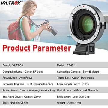 VILTROX EF-E II 0.71x Auto Focus Speed Booster Adapter for Canon EF to Sony E-Mount Cameras