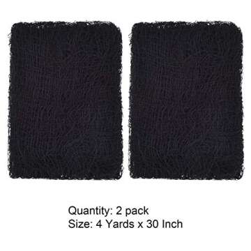 JOVITEC 4 Pack Halloween Creepy Cloth Spooky Fabric Cloth Loose Weave Gauze Freaky Cheesecloth for Haunted Halloween Party Decoration (Black, 4 Yards x 30 Inch)