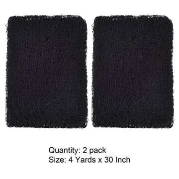 JOVITEC 4 Pack Halloween Creepy Cloth Spooky Fabric Cloth Loose Weave Gauze Freaky Cheesecloth for Haunted Halloween Party Decoration (Black, 4 Yards x 30 Inch)