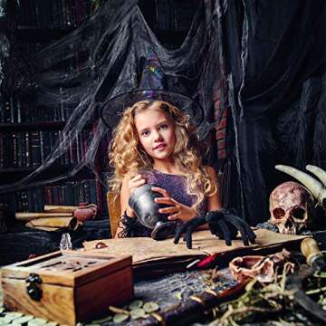 JOVITEC 4 Pack Halloween Creepy Cloth Spooky Fabric Cloth Loose Weave Gauze Freaky Cheesecloth for Haunted Halloween Party Decoration (Black, 4 Yards x 30 Inch)