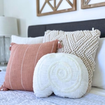 Stylish Ivory Seashell Pillow for Coastal Home Decor