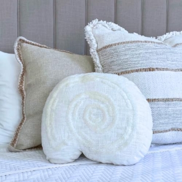 Stylish Ivory Seashell Pillow for Coastal Home Decor