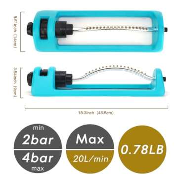 Oscillating Lawn Sprinkler with 18 Brass Nozzles for Efficient Watering