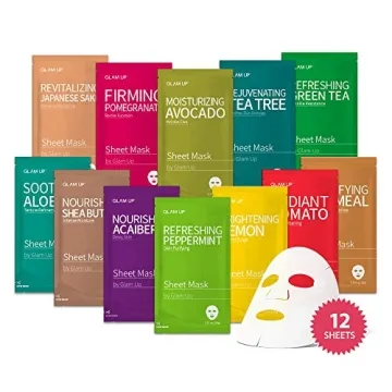 GLAM UP Premium Facial Sheet Mask 12 Combo (Pack of 12) | Clean Face Masks Skincare, Hydrating Face ...