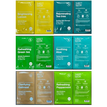 GLAM UP Premium Facial Sheet Mask 12 Combo (Pack of 12) | Clean Face Masks Skincare, Hydrating Face Masks, Moisturizing, Soothing, Beauty Mask For All Skin Type Variety Beauty Mask Set