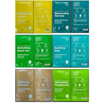 GLAM UP Premium Facial Sheet Mask 12 Combo (Pack of 12) | Clean Face Masks Skincare, Hydrating Face Masks, Moisturizing, Soothing, Beauty Mask For All Skin Type Variety Beauty Mask Set