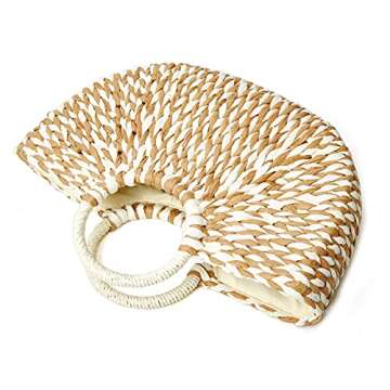 Epsion Womens Large Straw Beach Tote Bag Hobo Summer Handwoven Bags Purse wth Pom Poms (G-Khaki)