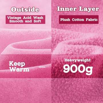 FAIABLE Mens Hoodies Pullover Oversized Hoodie Plush Fleece Hooded Sweatshirt Vintage Heavyweight Hoodie Cotton Big and Tall Hoodies for Men Couples Winter Autumn Workout College Streetwear Light Pink