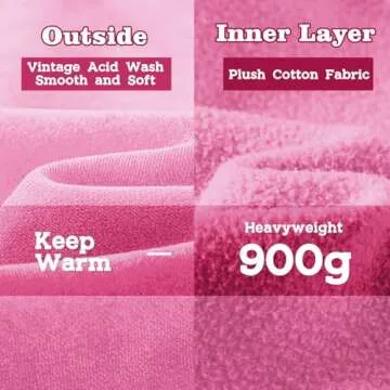 FAIABLE Mens Hoodies Pullover Oversized Hoodie Plush Fleece Hooded Sweatshirt Vintage Heavyweight Hoodie Cotton Big and Tall Hoodies for Men Couples Winter Autumn Workout College Streetwear Light Pink