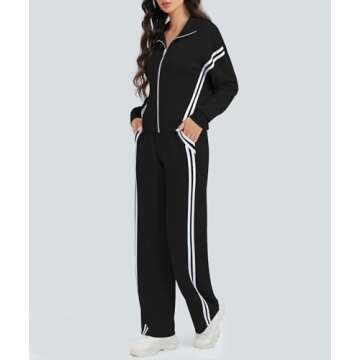 Casly Lamiit Womens Two Piece Lounge Sets Fall Track Outfits Sweatsuit Stripes Sweatshirt Jogger Pan...