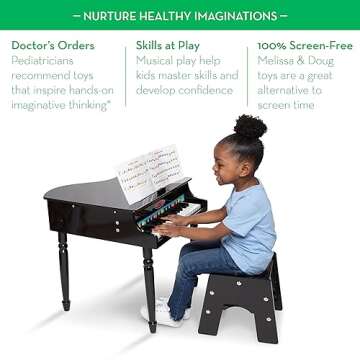 Melissa & Doug Classic Grand Piano with 30 Keys for Kids