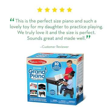 Melissa & Doug Classic Grand Piano with 30 Keys for Kids