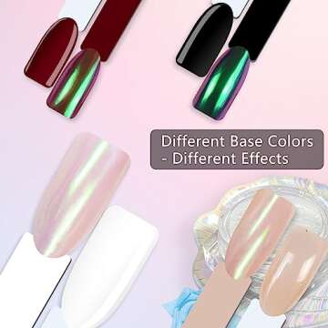 Mermaid Chrome Nail Powder - Aurora Nail Powders Iridescent Pigment Pearl Mica Powder for Nail Art, Irridescent Chrome Powder Pigment for Nails Powder Glitter