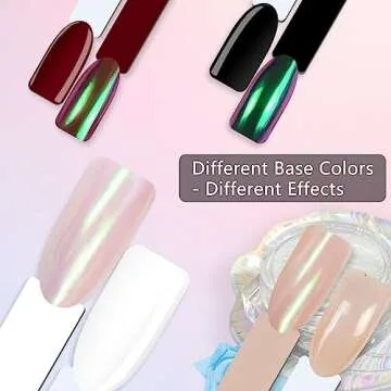 Mermaid Chrome Nail Powder - Aurora Nail Powders Iridescent Pigment Pearl Mica Powder for Nail Art, Irridescent Chrome Powder Pigment for Nails Powder Glitter