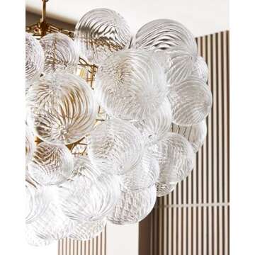 BeyPan Gold Bubble Chandelier with Swirled Glass Balls