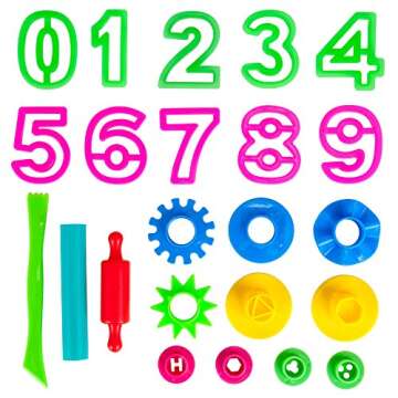 KIDDY DOUGH 40 Pack of Birthday Party Favors Bulk Dough & Clay Pack - Includes Molded Animal Shaped Lids + 40 Shapes & Numbers Dough Tools - Holiday Edition - (1oz Tubs - 40oz Total), Multi Color