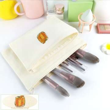 Koolmox Zipper Pouch Canvas 9x7, 20 Pack Canvas Pouch with Zipper, Cotton Canvas Pouch for Embroidery, Tie Dye, Marker and Circuit Projects, Beige Blank Bulk Travel Bags