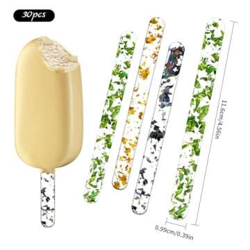 30pcs 4.5 Inch Acrylic Sticks, Reusable Ice Cream Sticks, Cake Molds, Ice Cream Sticks, Mini Ice Cream Sticks, Cake Sticks, for Homemade Ice Cream, Cakes, DIY Art (Transparent+Colorful Colors)