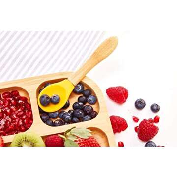 Baby Toddler Stay Put Dish, Kids Suction Plate, Bamboo Cute Tableware (Light green)