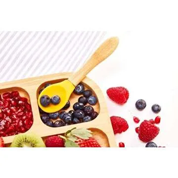 Baby Toddler Stay Put Dish, Kids Suction Plate, Bamboo Cute Tableware (Light green)