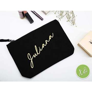 Bridesmaid Makeup Bag Canvas Organizer Portable Large Cosmetic Pouch Travel Bag Personalized Cosmetic Bags for Bridesmaids, Maid of Honor Gift, Bridal Party Make up Bags