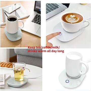 Coffee Cup Warmers for Desk with Auto Shut Off,Coffee Mug Warmer for Desk Office Home (1, White 1)