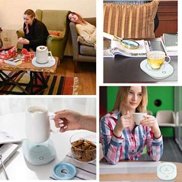 Coffee Cup Warmers for Desk with Auto Shut Off,Coffee Mug Warmer for Desk Office Home (1, White 1)