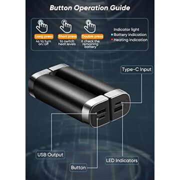 Hand Warmers Rechargeable - Electric Portable Hand Warmer 2 Pack, 360° Heating & Max 15Hrs Warmth Time, 3 Levels Temp, 10000mAh Quick Charge, for Outdoor, Hunting, Raynauds, Women, Men(Black)