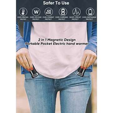 Hand Warmers Rechargeable - Electric Portable Hand Warmer 2 Pack, 360° Heating & Max 15Hrs Warmth Time, 3 Levels Temp, 10000mAh Quick Charge, for Outdoor, Hunting, Raynauds, Women, Men(Black)