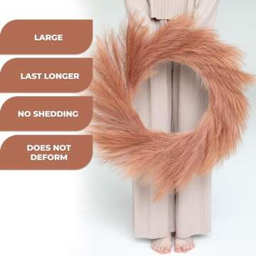 LOZIDECOR Faux Pampas Grass Wreath, 27" Large Boho Wreath for Front Door | Artificial Pampas Wreath Fall Decor | Interior, Exterior Neutral Boho Modern Wreath Wall Decoration Natural (Rust Wreath)