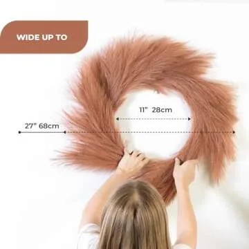 LOZIDECOR Faux Pampas Grass Wreath, 27" Large Boho Wreath for Front Door | Artificial Pampas Wreath Fall Decor | Interior, Exterior Neutral Boho Modern Wreath Wall Decoration Natural (Rust Wreath)